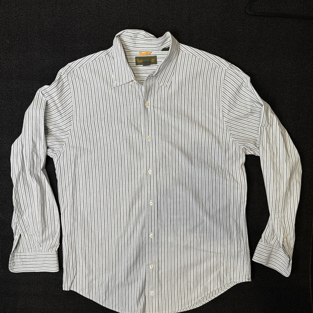 Timberland Men's Button Up Long Sleeve Shirt Size Large 100% Cotton Stripe